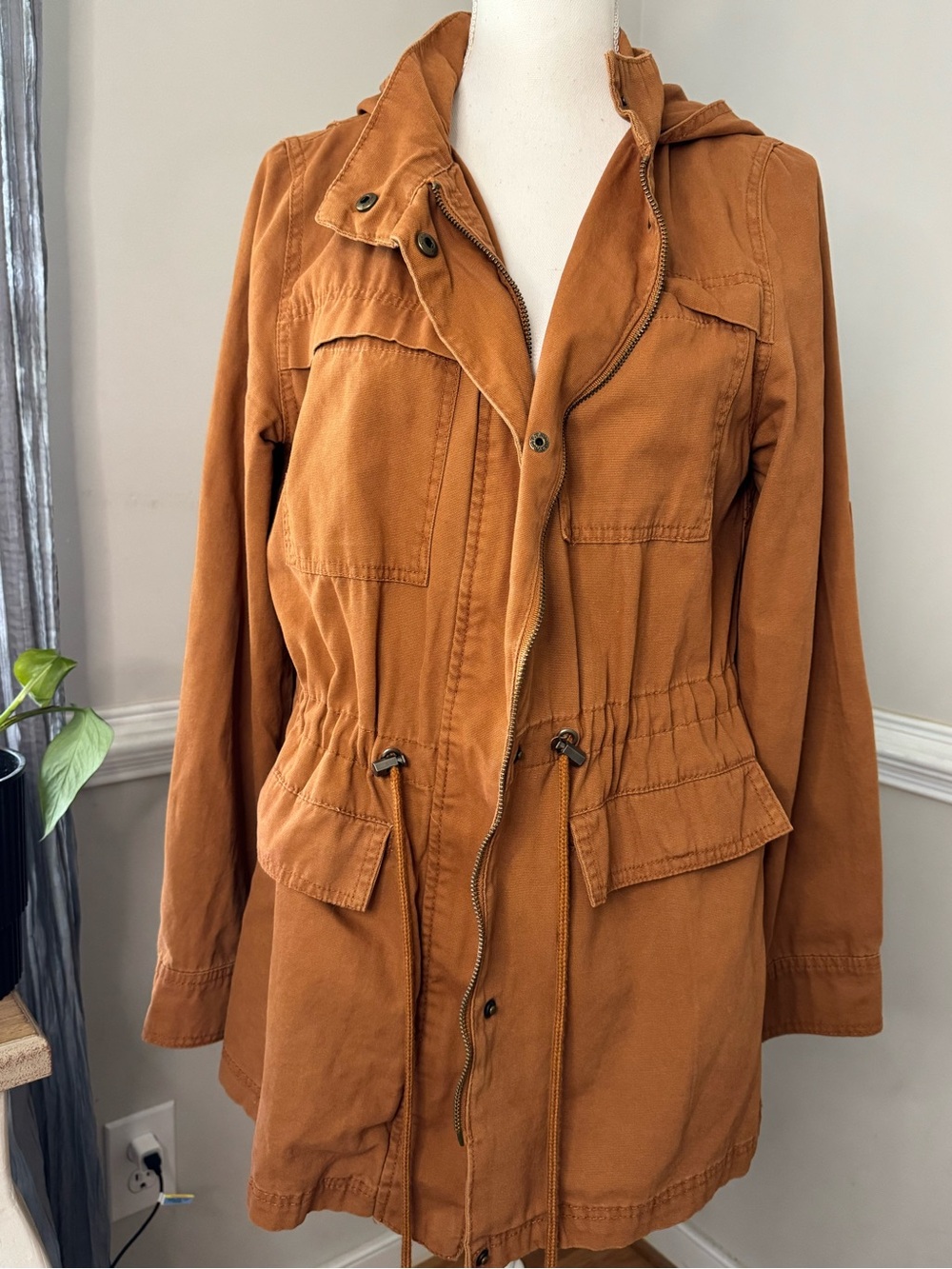 Universal Thread Women's Drawstring Utility Jacket - Rust Brown Size M